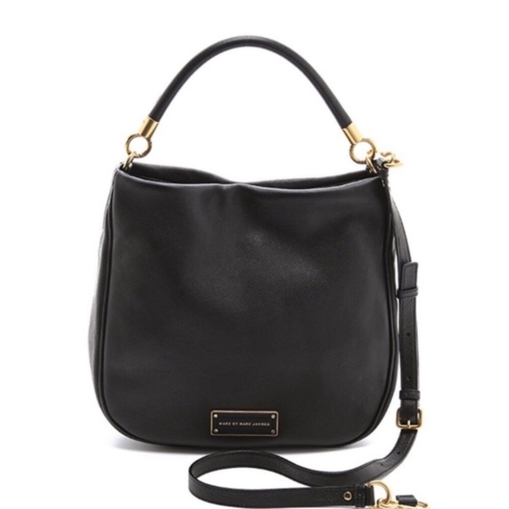 Marc Jacobs Black Shoulder Bag with Gold Accents